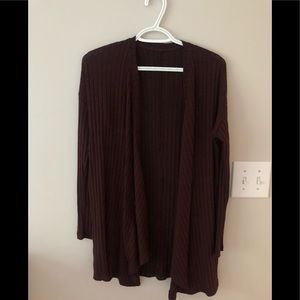 Maroon Long Textured Cardigan